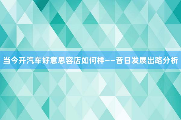 当今开汽车好意思容店如何样——昔日发展出路分析