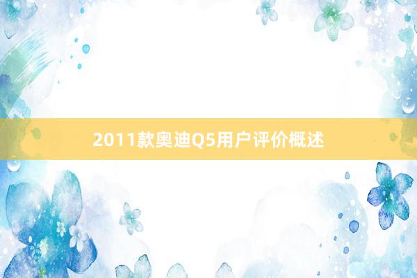 2011款奥迪Q5用户评价概述